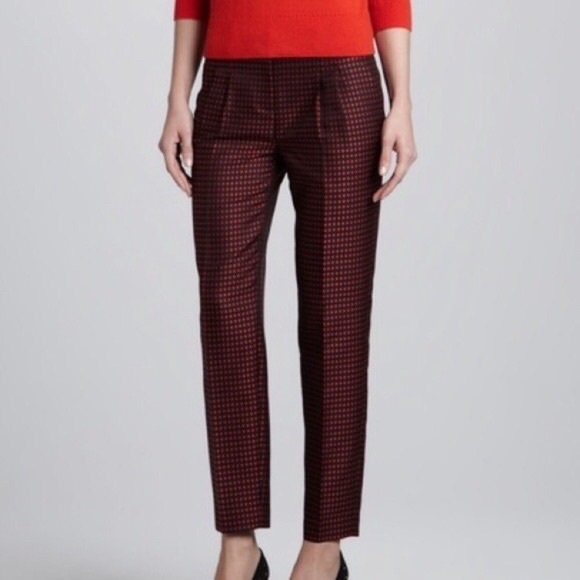 Kate Spade Avery Black/Red Diamond Print Ankle Crop Pants in Size 2. - Picture 1 of 12